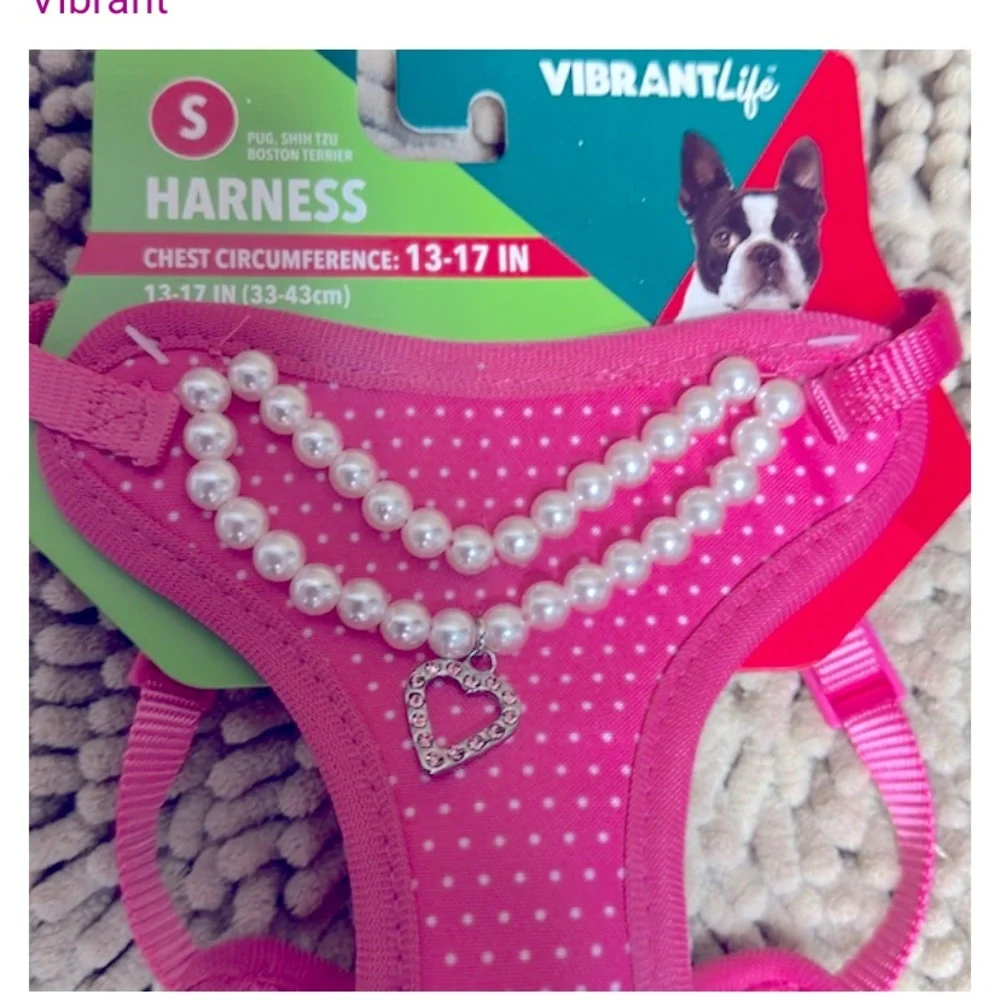 Vibrant Life Pink Dog Harness with Pearls size small new
